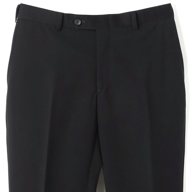 ブラックライン 【KSW】【年間】【フォーマル対応可】2釦シングルスーツ 0タック/ブラック×ソリッド/ウエストムーブ/4S/※パンツ裾上げ済仕様 黒