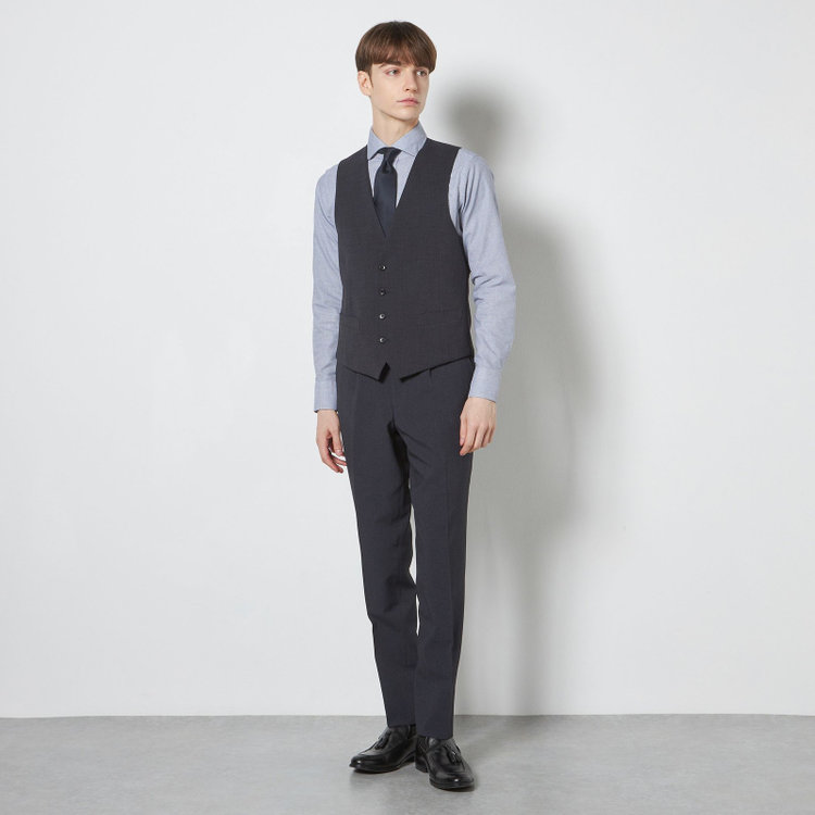 ブラックライン 【SLIM TAPERED_2】【春夏】リバーシブルジレ(ベスト)/ネイビー＆グレー/4S SUSTAINABILITY&ECOLOGY FABRIC 紺濃色