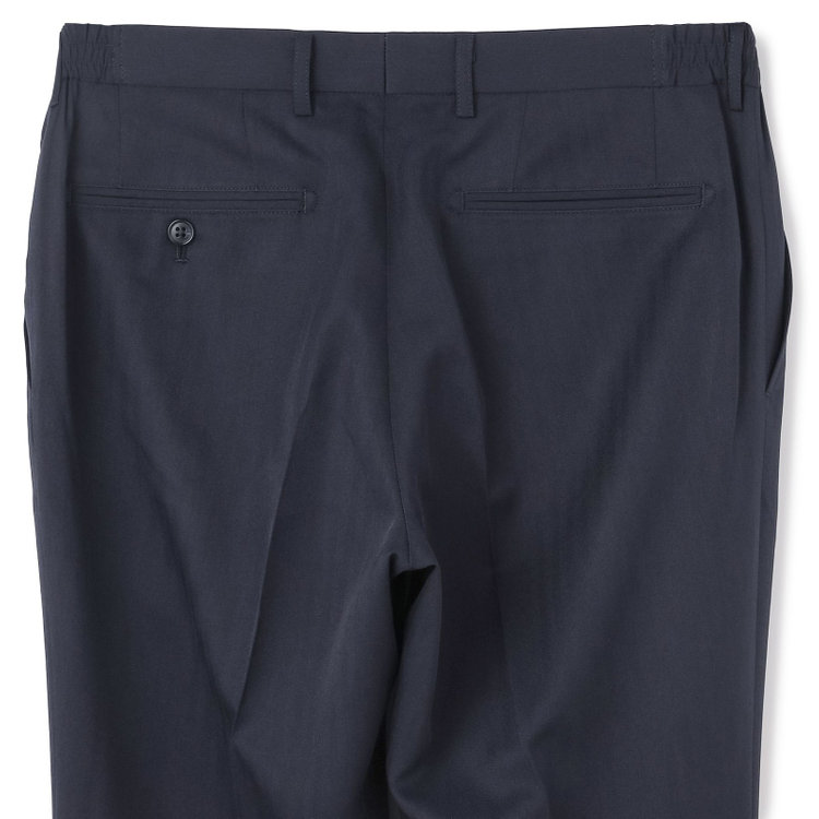 ブラックライン 【WEB限定】【発送在庫あり】【SLIM TAPERED】【年間】ウォッシャブル0タックテーパードパンツ/ネイビー×シャドーストライプ/ウエストシャーリング仕様/裾上げ済仕様 紺中間