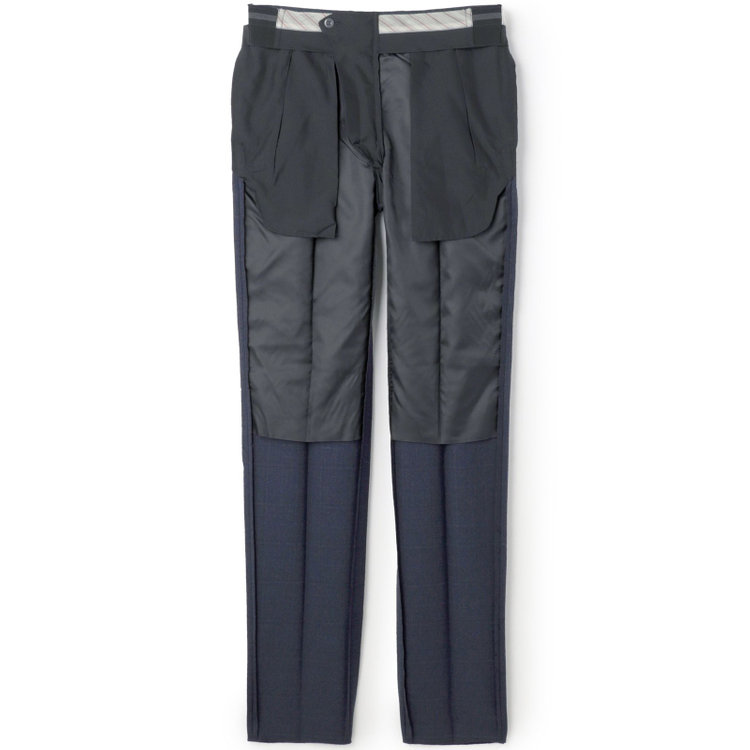 シルバーライン 【CLASSICO TAPERED】【秋冬】3釦段返りスーツ 2タック/ネイビー×チェック/ウエストムーブ/NEW ZEALAND WOOL MIX/※裾上げ必要 青中間