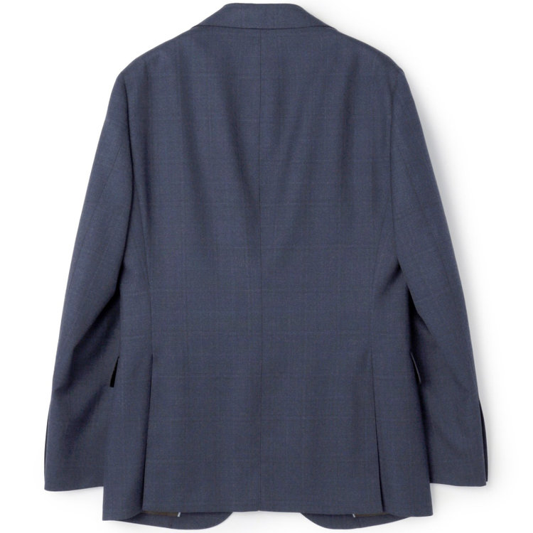 シルバーライン 【CLASSICO TAPERED】【秋冬】3釦段返りスーツ 2タック/ネイビー×チェック/ウエストムーブ/NEW ZEALAND WOOL MIX/※裾上げ必要 青中間