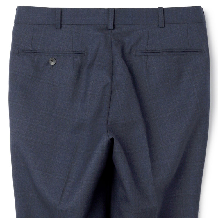 シルバーライン 【CLASSICO TAPERED】【秋冬】3釦段返りスーツ 2タック/ネイビー×チェック/ウエストムーブ/NEW ZEALAND WOOL MIX/※裾上げ必要 青中間