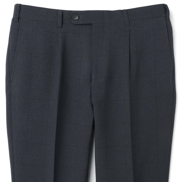 シルバーライン 【CLASSICO TAPERED】【秋冬】コーディネートパンツ付き/2釦シングルスーツ 1タック/ネイビー×グレンチェック+グレーソリッドパンツ/ウエストムーブ/4S SUSTAINABILITY&ECOLOGY FABRIC/※パンツ裾上げ済仕様 紺濃色