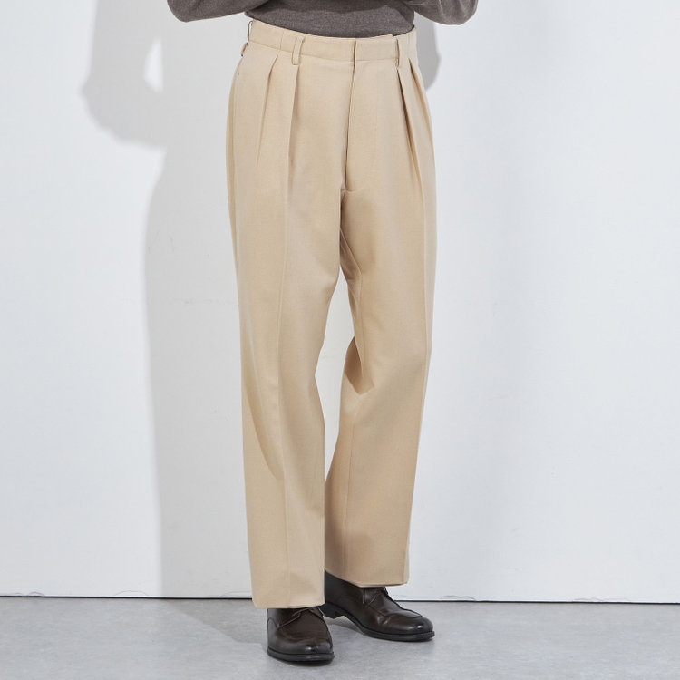 シルバーライン 【RBC】【秋冬】2タックワイドパンツ/ベージュ/サイド尾錠/4S SUSTAINABILITY&ECOLOGY FABRIC/※裾上げ必要 茶淡色