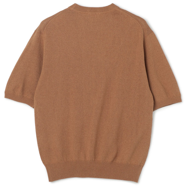 スーツセレクト 【RBC】【半袖】和紙コットンブレンドクルーネックニットシャツ/ブラウン 茶中間