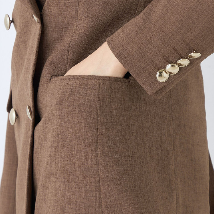 シルバーライン 【SL】【春夏】6釦2掛けダブルジャケット/ブラウン/ウォッシャブル/Naturemier 茶中間