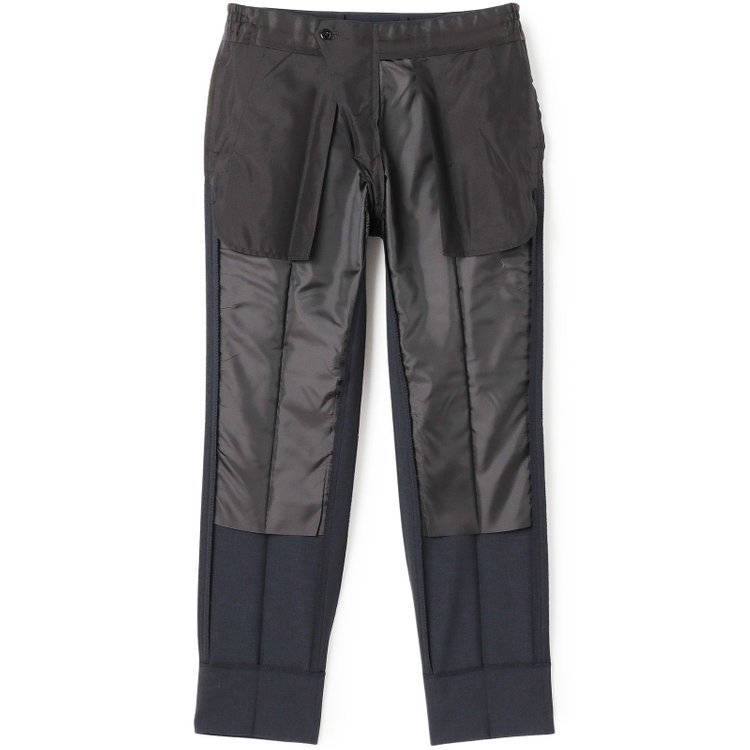 ブラックライン 【SLIM TAPERED_2】【年間】スペアパンツ付き/2釦シングルスーツ 0タック/ネイビー/ウエストシャーリング/4S SUSTAINABILITY/※パンツ裾上げ済仕様 紺濃色