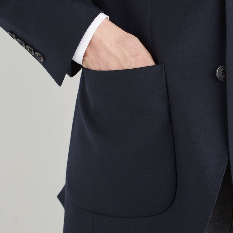 シルバーライン 【CLASSICO TAPERED】【秋冬】3釦段返りジャケット/ネイビー/パッチポケット/NEW ZEALAND WOOL SUPER170'S 紺中間
