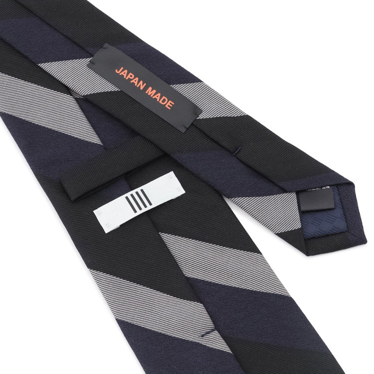 シルバーライン 【SL】シルクブレンドストライプネクタイ 8.5cm幅/ブラック×ネイビー×グレー/JAPAN MADE その他