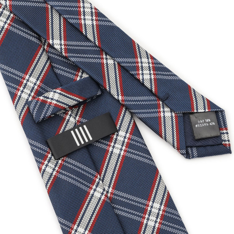 ブラックライン 【BLACK LINE】シルクブレンドチェックネクタイ 7.5cm幅/ネイビー その他