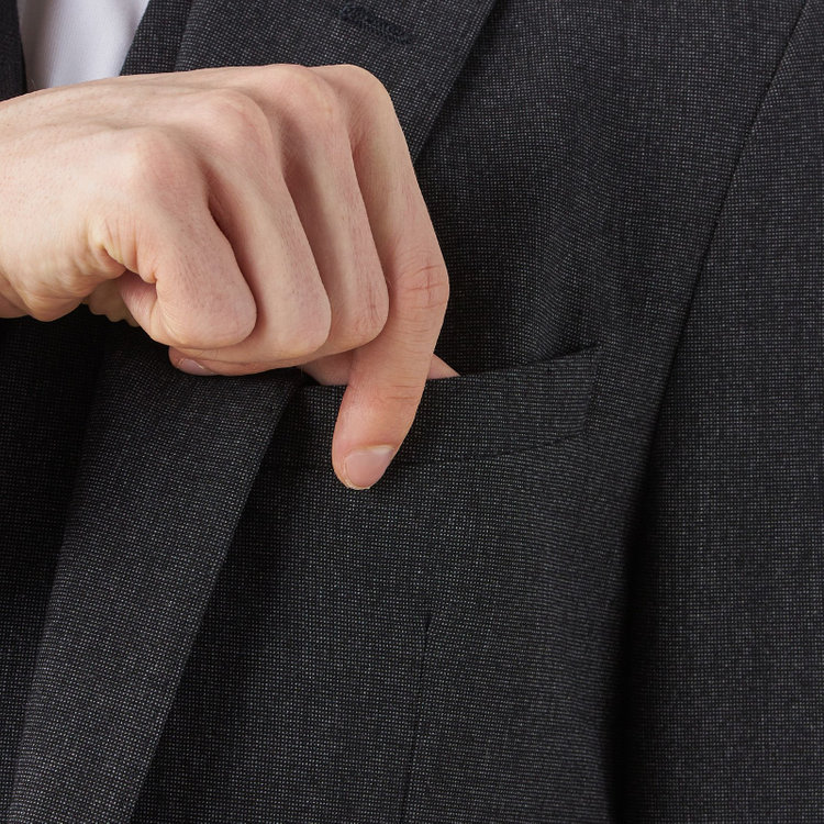 ブラックライン 【SLIM TAPERED_2】【秋冬】2釦シングルスリーピーススーツ 0タック/グレー/ウエストシャーリング/4S SUSTAINABILITY&ECOLOGY FABRIC/※パンツ裾上げ済仕様 グレー濃色