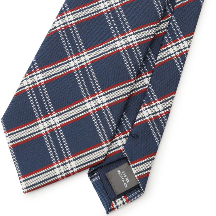 ブラックライン 【BLACK LINE】シルクブレンドチェックネクタイ 7.5cm幅/ネイビー その他