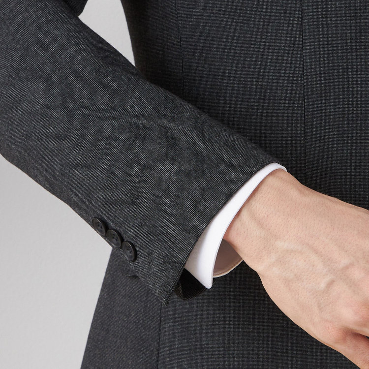 ブラックライン 【SLIM TAPERED_2】【秋冬】2釦シングルスリーピーススーツ 0タック/グレー/ウエストシャーリング/4S SUSTAINABILITY&ECOLOGY FABRIC/※パンツ裾上げ済仕様 グレー濃色