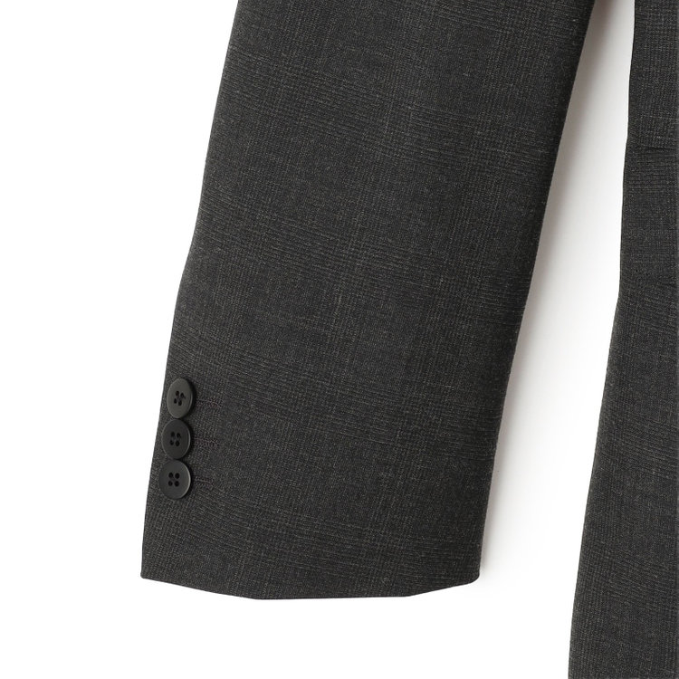 ソノタ 【BLACK LINE】ピークドラペル2釦シングルジャケット/ダークグレー×グレンチェック/NEW ZEALAND WOOL MIX グレー中間