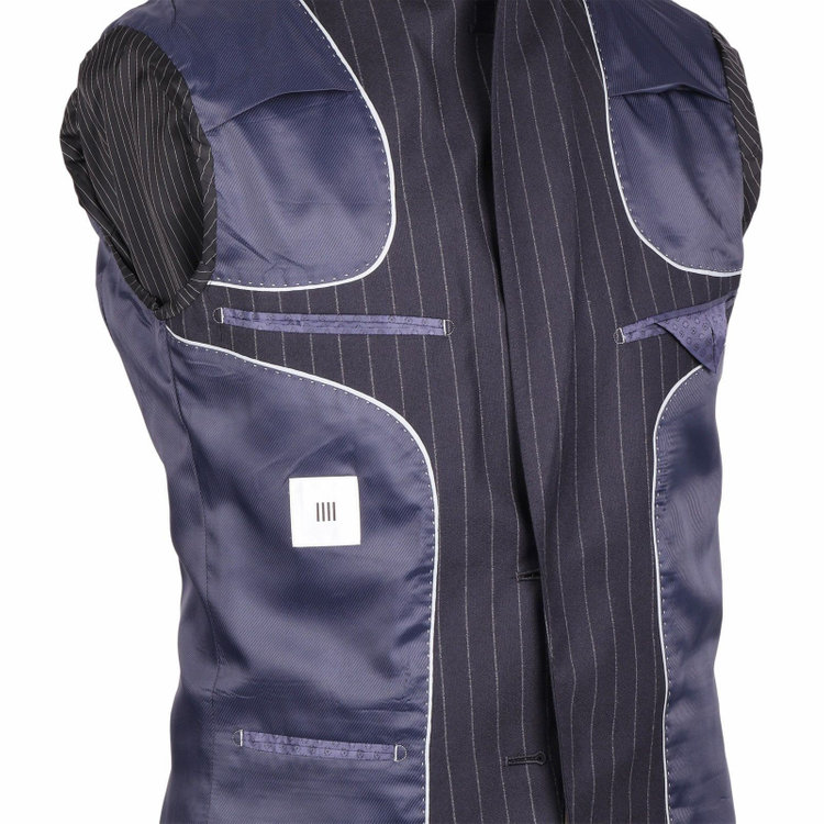 スーツセレクト 【発送在庫あり】【CLASSICO TAPERED】【秋冬】2釦シングルスーツ 1タック/ネイビー×ストライプ/NEW ZEALAND WOOL MIX ネイビー系(紺)