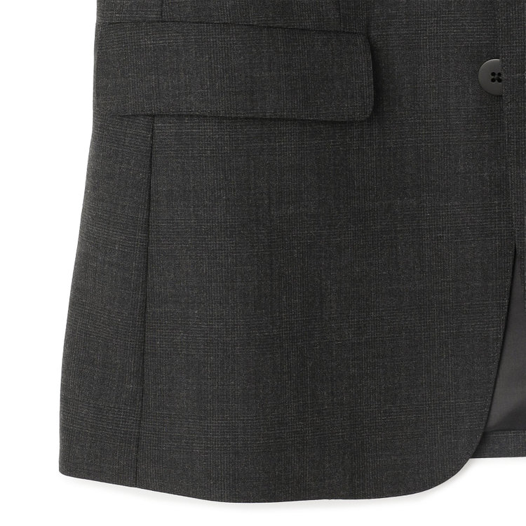 ソノタ 【BLACK LINE】ピークドラペル2釦シングルジャケット/ダークグレー×グレンチェック/NEW ZEALAND WOOL MIX グレー中間