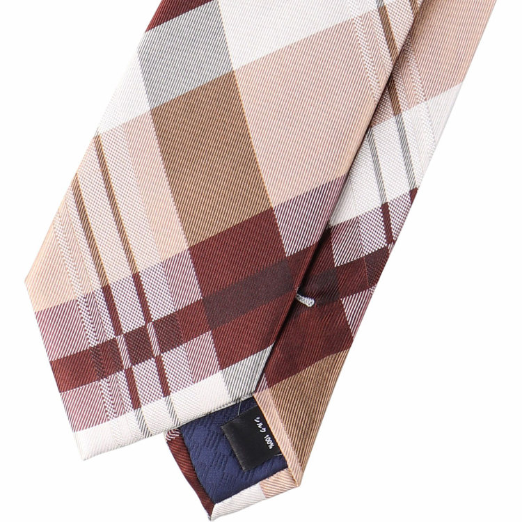 SUIT SELECT　アウトレット 【WEB限定/OUTLET/汚れ・キズ等有】【SL】シルクチェックネクタイ 8.0cm幅/ブラウン＆ベージュ ベージュ系(薄茶)
