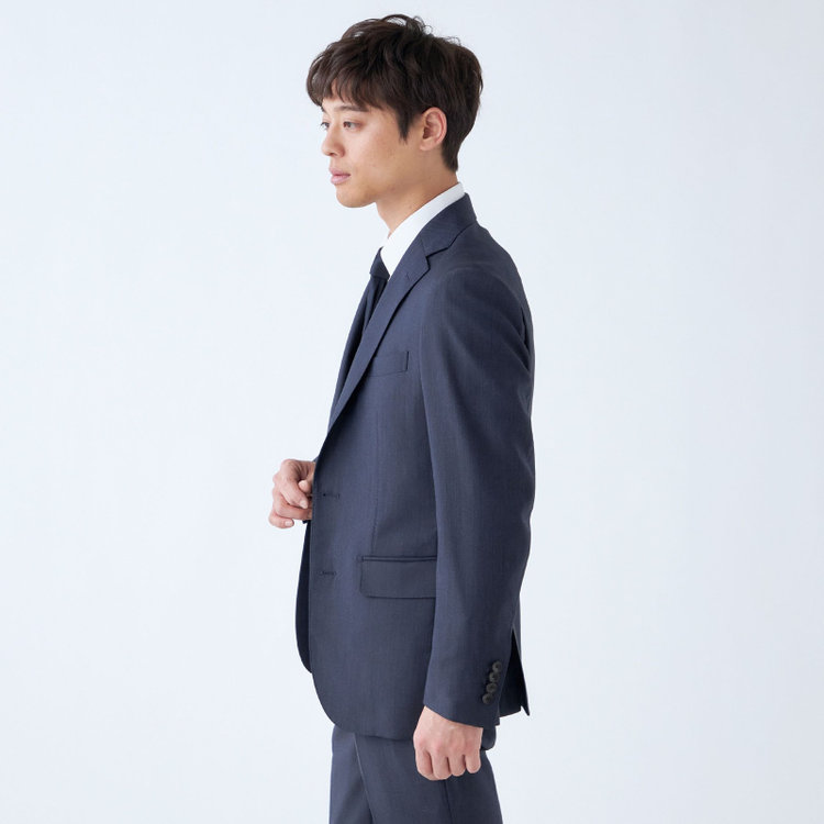 シルバーライン 【CLASSICO TAPERED】【年間】3釦段返りシングルスリーピーススーツ 2タック/ネイビー×ソリッド/NEW ZEALAND WOOL MIX/裾直し必要 紺中間