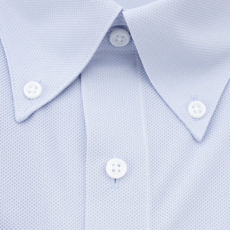 スーツセレクト 【発送在庫あり】【BLACK LINE/半袖】【スーパーノンアイロン】ボタンダウンドレスワイシャツ/サックス/SUPER NON IRON 4S ULTRA DRY 青中間