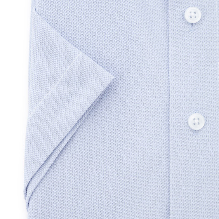 スーツセレクト 【発送在庫あり】【BLACK LINE/半袖】【スーパーノンアイロン】ボタンダウンドレスワイシャツ/サックス/SUPER NON IRON 4S ULTRA DRY 青中間