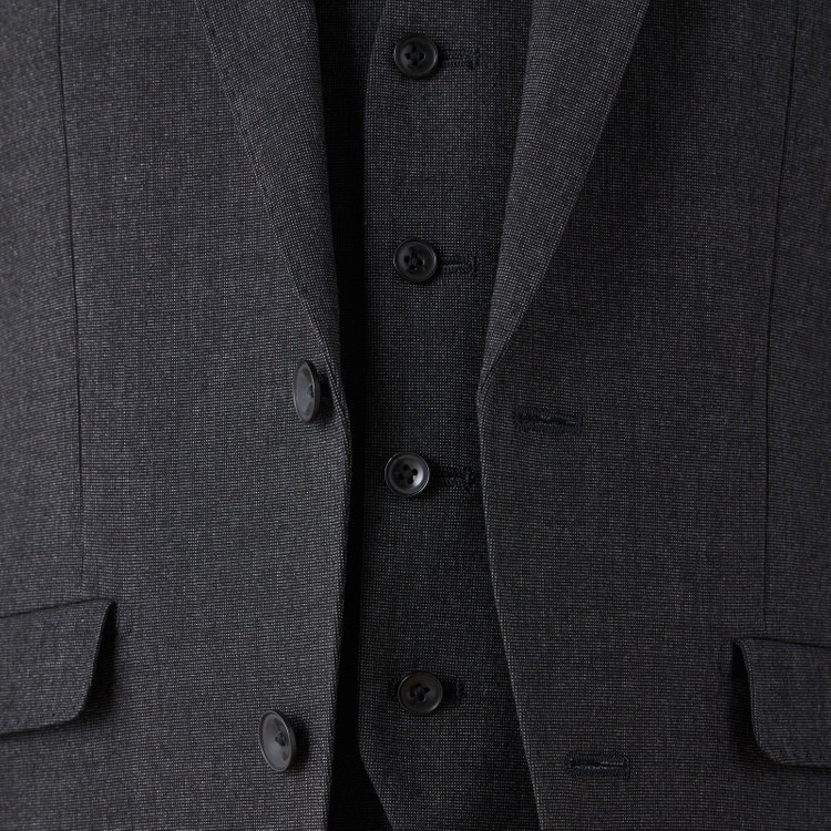 ブラックライン 【SLIM TAPERED_2】【秋冬】2釦シングルスリーピーススーツ 0タック/グレー/ウエストシャーリング/4S SUSTAINABILITY&ECOLOGY FABRIC/※パンツ裾上げ済仕様 グレー濃色