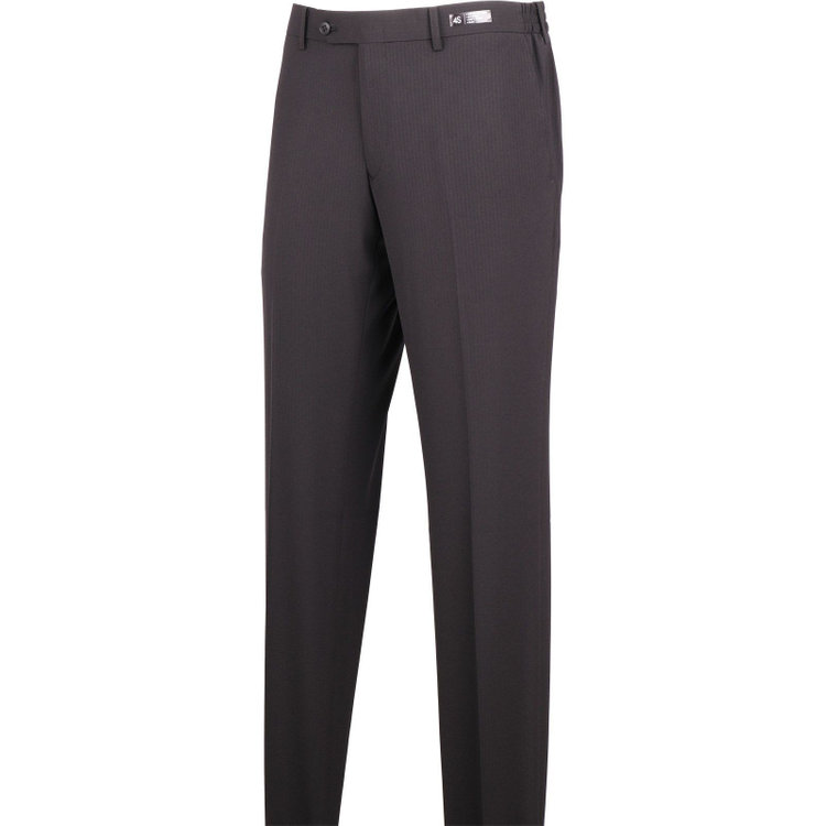 スーツセレクト 【WEB限定/OUTLET】【SLIM TAPERED】【春夏】0タックテーパードパンツ/ブラック×シャドーストライプ/ウエストシャーリング/ウォッシャブル/4S ブラック系(黒)