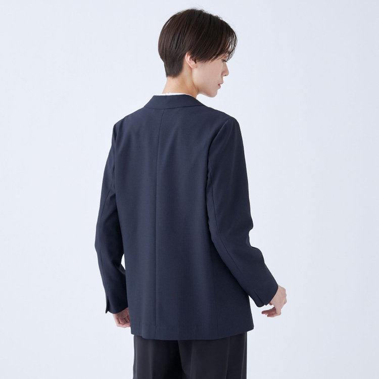 ブラックライン 【SL】【春夏】4釦1掛けダブルジャケット/ネイビー+シアサッカー/ウォッシャブル ネイビー系(紺)