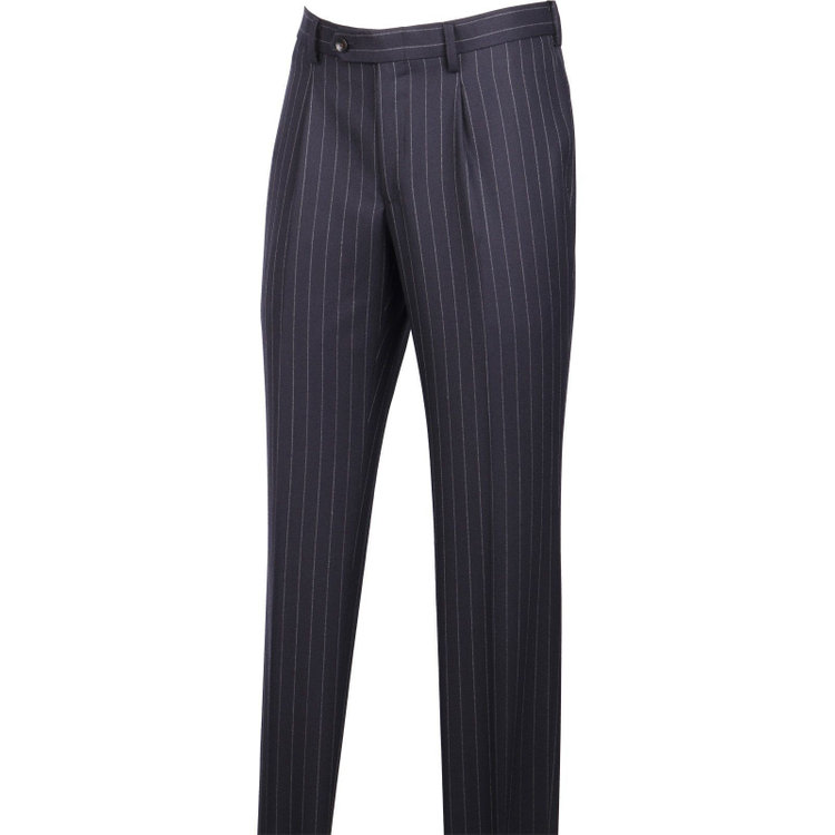 スーツセレクト 【発送在庫あり】【CLASSICO TAPERED】【秋冬】2釦シングルスーツ 1タック/ネイビー×ストライプ/NEW ZEALAND WOOL MIX ネイビー系(紺)