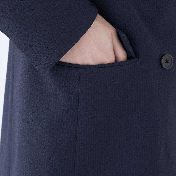 ブラックライン 【SL】【春夏】4釦1掛けダブルジャケット/ネイビー+シアサッカー/ウォッシャブル ネイビー系(紺)