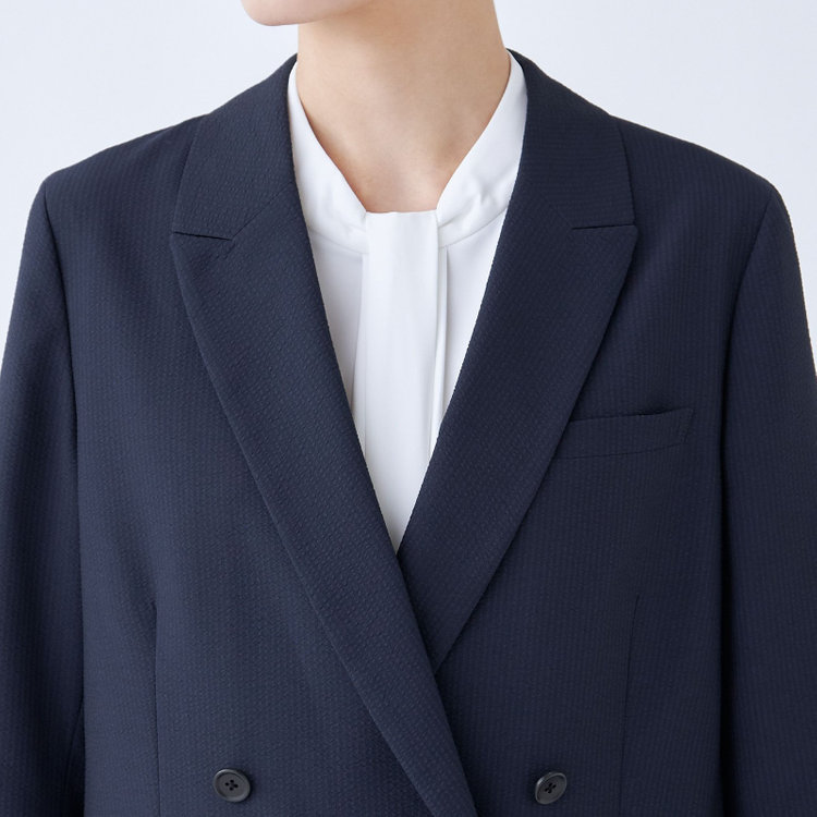 ブラックライン 【SL】【春夏】4釦1掛けダブルジャケット/ネイビー+シアサッカー/ウォッシャブル ネイビー系(紺)