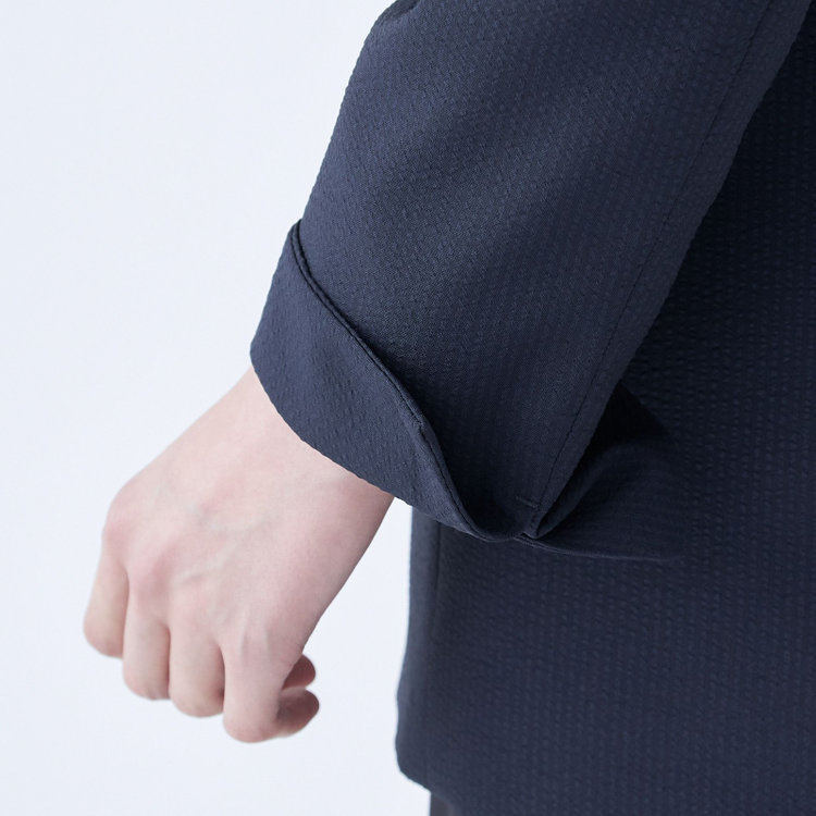 ブラックライン 【SL】【春夏】4釦1掛けダブルジャケット/ネイビー+シアサッカー/ウォッシャブル ネイビー系(紺)