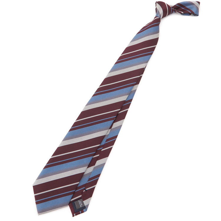 シルバーライン 【SILVER LINE】シルクブレンドストライプネクタイ 8.0cm幅/ワイン×ブルー その他