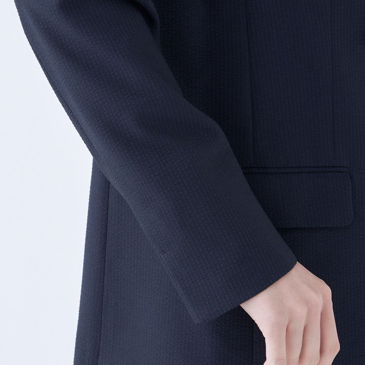 ブラックライン 【SL】【春夏】4釦1掛けダブルジャケット/ネイビー+シアサッカー/ウォッシャブル ネイビー系(紺)