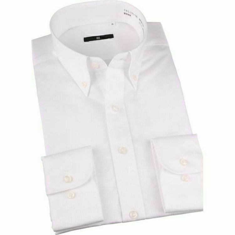 ブラックライン 【BLACK LINE】【形態安定】ボタンダウンドレスワイシャツ/ホワイト×ドビーストライプ ホワイト系(白)