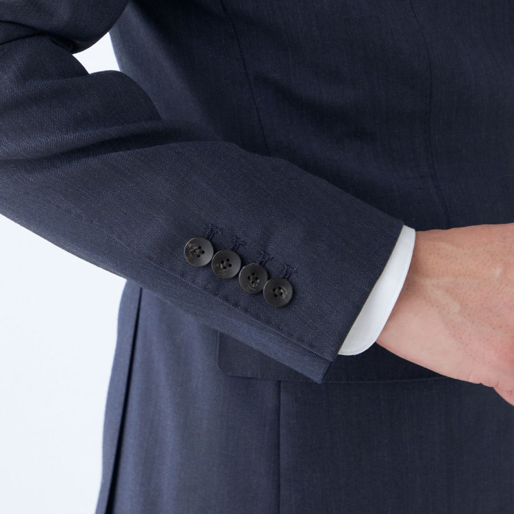 シルバーライン 【CLASSICO TAPERED】【年間】3釦段返りシングルスリーピーススーツ 2タック/ネイビー×ソリッド/NEW ZEALAND WOOL MIX/裾直し必要 紺中間
