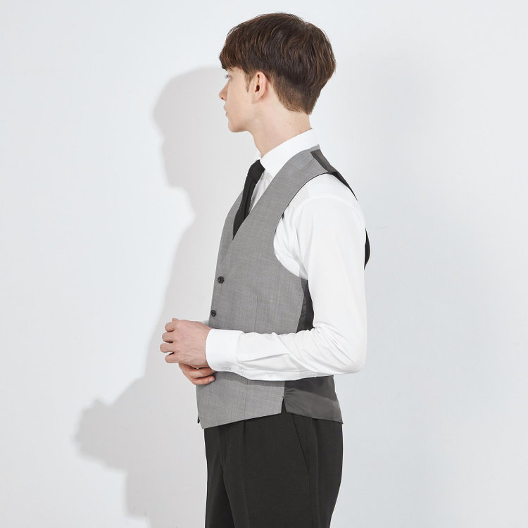 ブラックライン 【BLACK LINE】【年間】リバーシブルジレ(ベスト)/ブラック×ソリッド＆グレー×ソリッド グレー中間