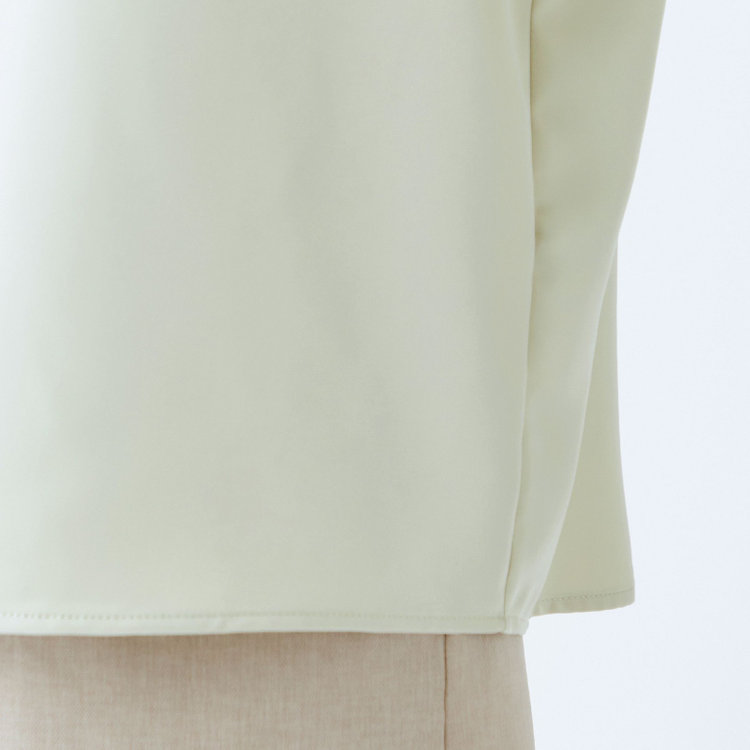 シルバーライン 【SILVER LINE/5分袖】バンドカラー比翼仕様ブラウス/ライトグリーン 緑淡色