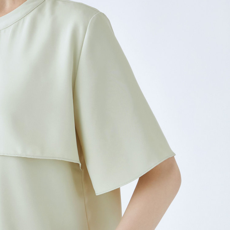 シルバーライン 【SILVER LINE/5分袖】バンドカラー比翼仕様ブラウス/ライトグリーン 緑淡色