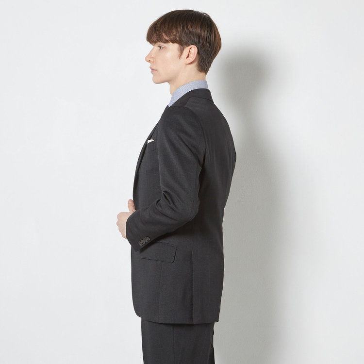 シルバーライン 【CLASSICO TAPERED】【春夏】2釦シングルスリーピーススーツ 1タックテーパードパンツ/ブラック×ウィンドペン/ウエストムーブ/4S SUSTAINABILITY&ECOLOGY FABRIC/※パンツ裾上げ済仕様 黒