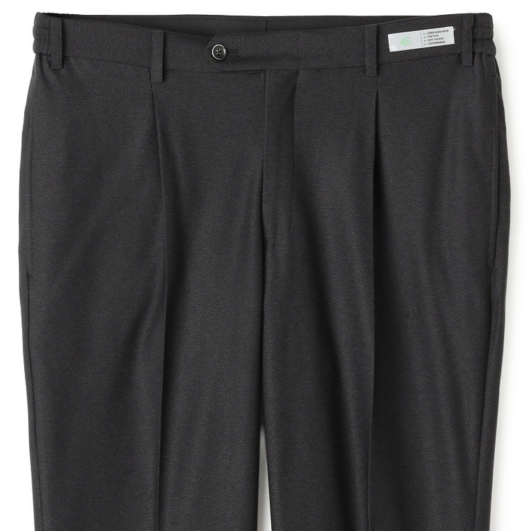 シルバーライン 【CLASSICO TAPERED】【春夏】1タックテーパードパンツ/ブラック/ウエストシャーリング仕様/4S SUSTAINABILITY&ECOLOGY FABRIC/※裾直し必要 黒