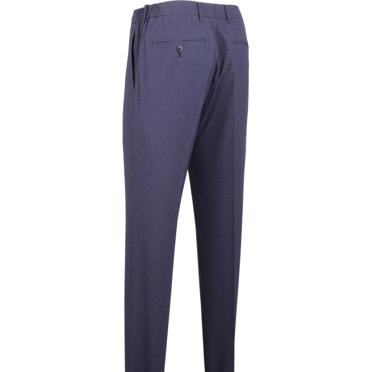 スーツセレクト 【WEB限定/OUTLET】【SLIM TAPERED】【春夏】0タックテーパードパンツ/ネイビー×ハウンドトゥース/ウエストシャーリング/ウォッシャブル/4S ネイビー系(紺)