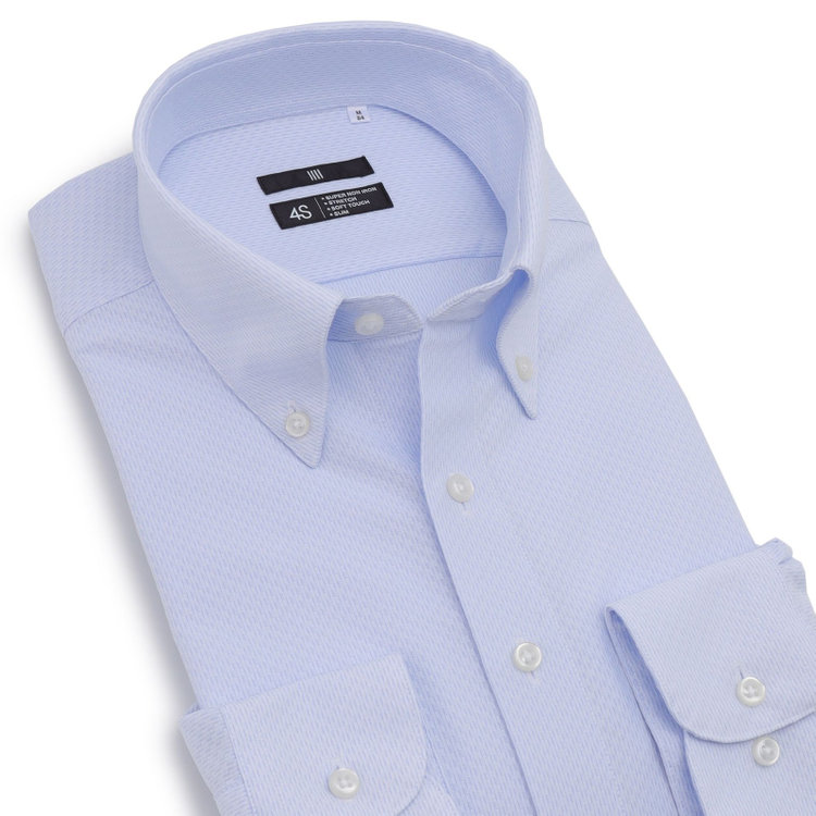 ブラックライン 【発送在庫あり】【BLACK LINE】ボタンダウンワイシャツ/ブルー×ドビー/「4S」スーパーノンアイロン・ストレッチ 青濃色