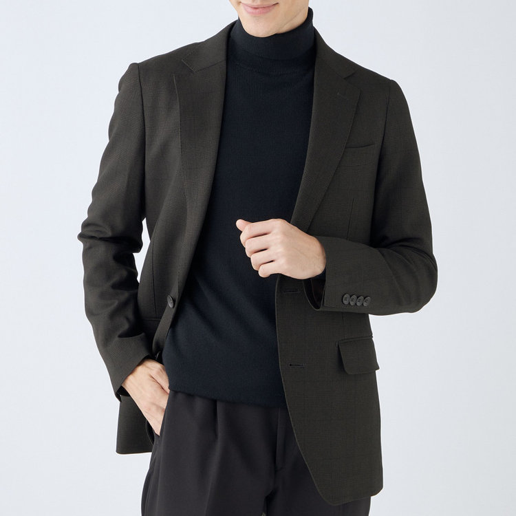 シルバーライン 【CLASSICO TAPERED】【秋冬】コーディネートパンツ付き/2釦シングルスーツ 1タック/ブラウン×グレンチェック+ブラックソリッドパンツ/ウエストムーブ/4S SUSTAINABILITY&ECOLOGY FABRIC/※パンツ裾上げ済仕様 茶濃色