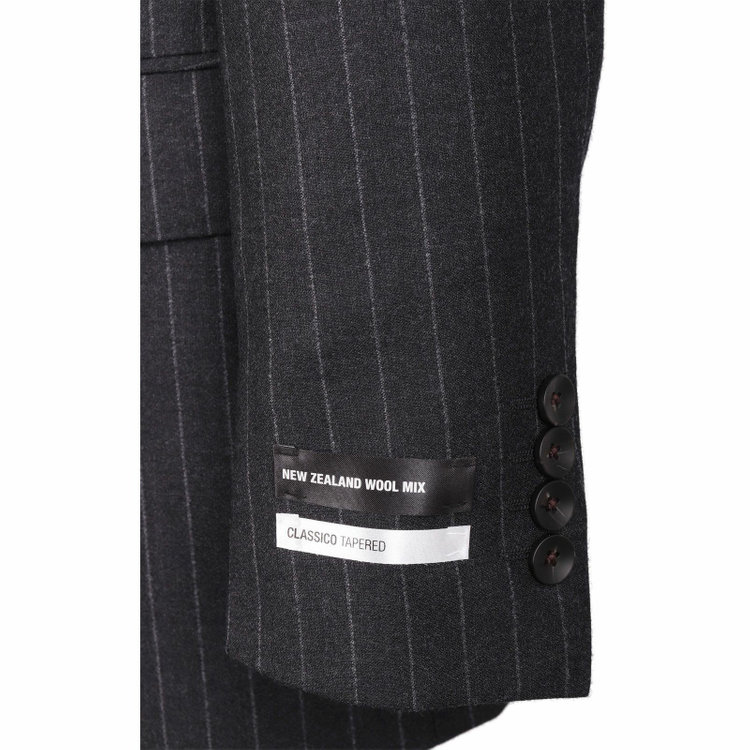 スーツセレクト 【CLASSICO TAPERED】【秋冬】2釦シングルスーツ 1タック/グレー×ストライプ/NEW ZEALAND WOOL MIX グレー系(灰)