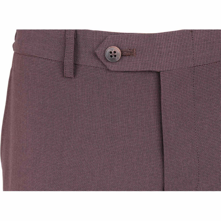 スーツセレクト 【WEB限定/OUTLET】【SLIM TAPERED】【春夏】0タックテーパードパンツ/ブラウン×ハウンドトゥース/ウエストシャーリング/ウォッシャブル/4S ブラウン系(茶)