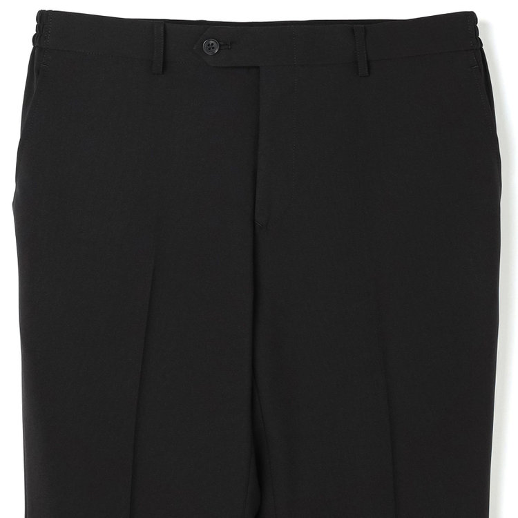 ブラックライン 【WEB限定】【発送在庫あり】【SLIM TAPERED】【年間】ウォッシャブル0タックテーパードパンツ/ブラック/ウエストシャーリング仕様/裾上げ済仕様 黒
