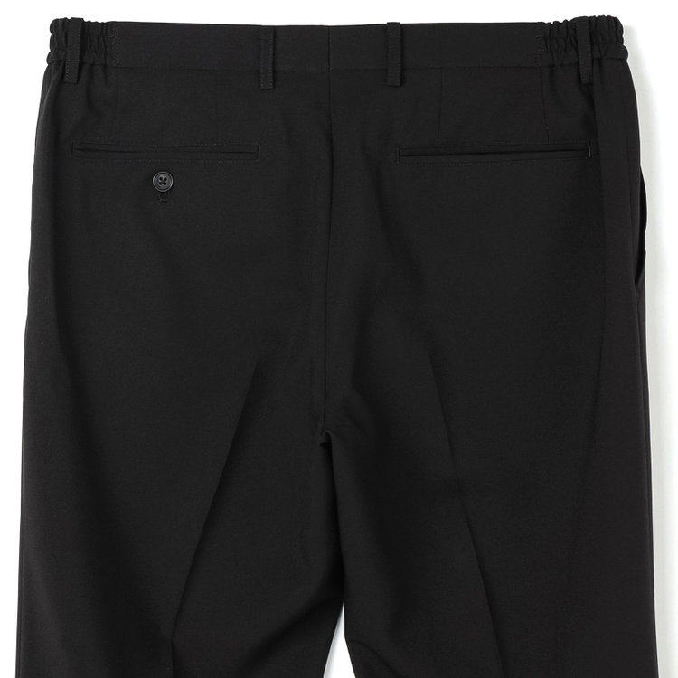 ブラックライン 【WEB限定】【発送在庫あり】【SLIM TAPERED】【年間】ウォッシャブル0タックテーパードパンツ/ブラック/ウエストシャーリング仕様/裾上げ済仕様 黒