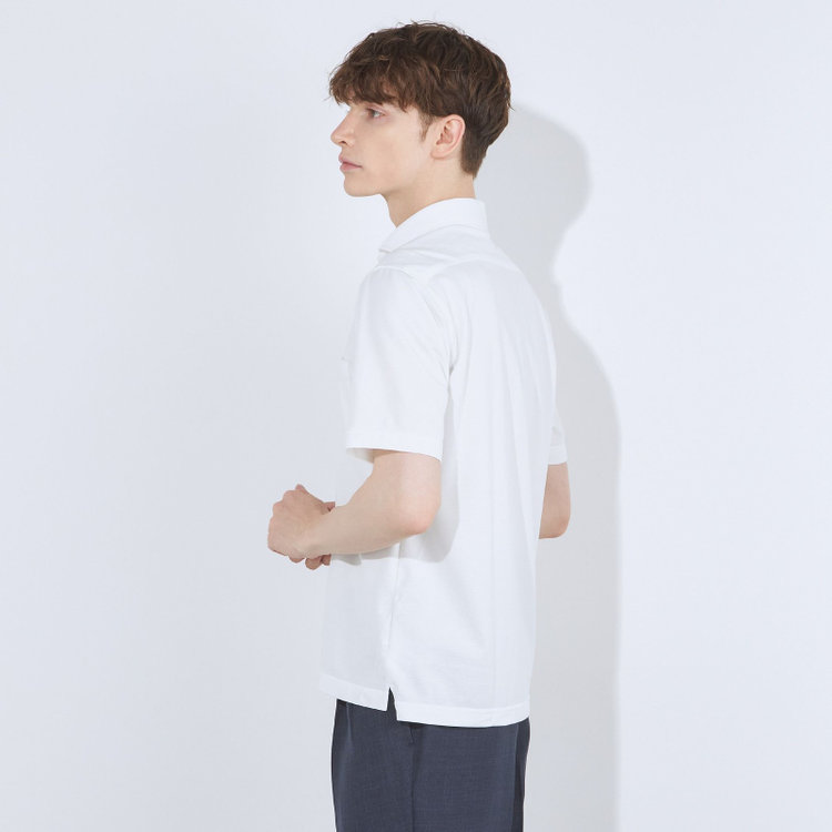 シルバーライン 【RBC/五分袖】カッタウェイビズポロシャツ プルオーバータイプ/ホワイト/4S コットンブレンド 白