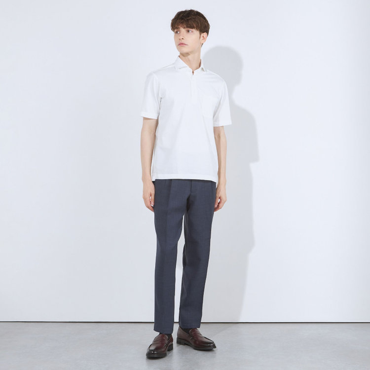 シルバーライン 【RBC/五分袖】カッタウェイビズポロシャツ プルオーバータイプ/ホワイト/4S コットンブレンド 白