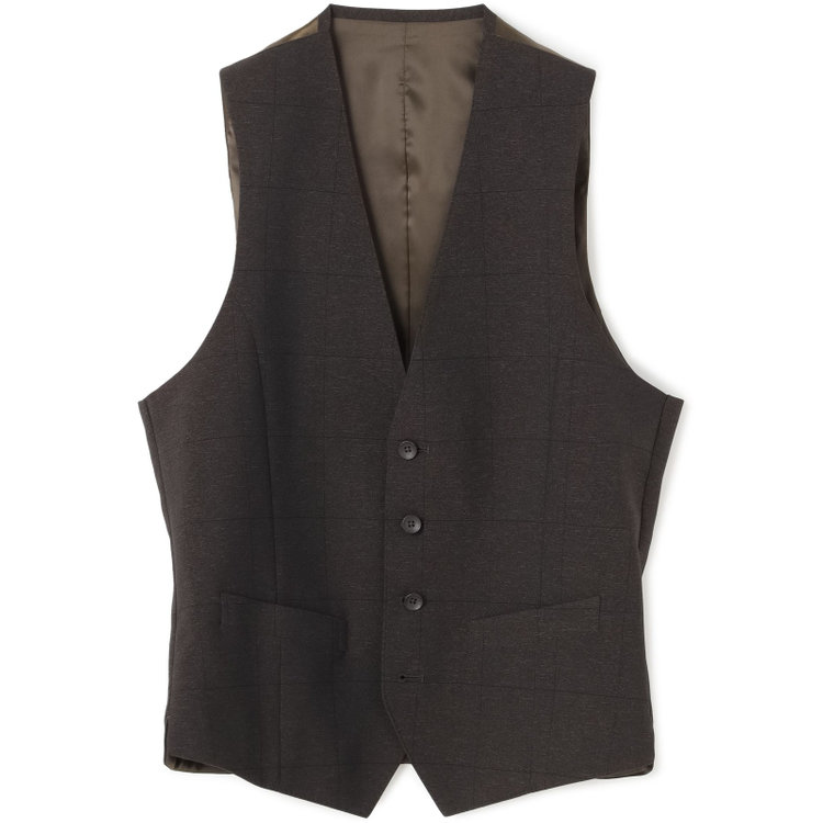 シルバーライン 【CLASSICO TAPERED】【春夏】2釦シングルスリーピーススーツ 1タック/ブラウン×ウィンドペン/ウエストムーブ/4S SUSTAINABILITY&ECOLOGY FABRIC/※パンツ裾上げ済仕様 茶濃色